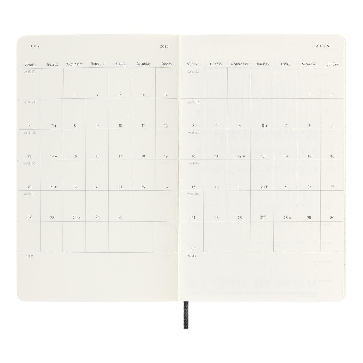 18-Month Classic Diary Large 13X21 - Weekly Notebook - Black