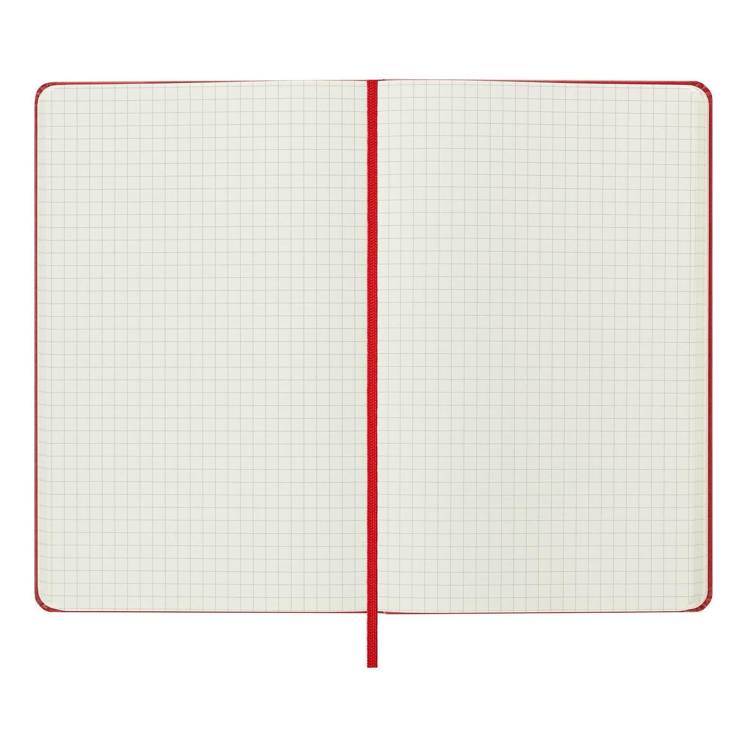 Carnet Classique Large 13X21 - Pages Quadrillées - Rouge Écarlate