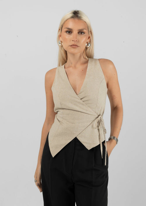 Top Chloe Double Breasted Linen Vest