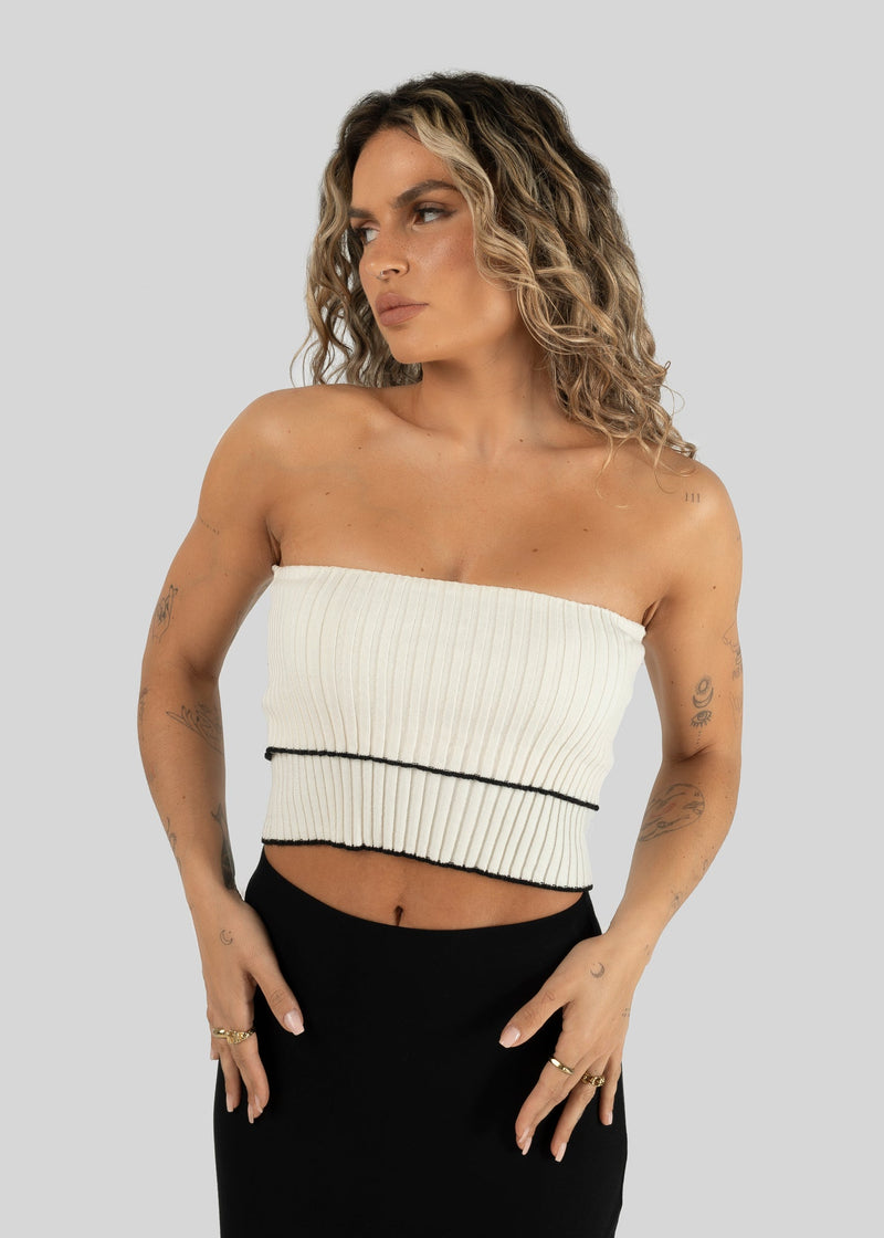 Top Giselle Bandeau Knitted - White