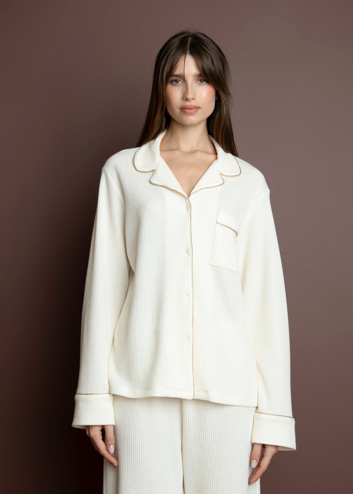Waffle Loungewear Pyjama Set - Button Down