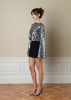 Top a Maniche Lunghe Rue Sequin Cropped - Dark Sage Green