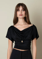 Top Astra Draped Cowl - Black