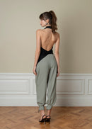 Top Halo Satin Backless Halter - Black