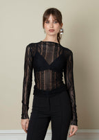 Top Maniche Lunghe Noir Lace - Black