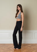 Top Chain Shimmer Backless Halter – Silver