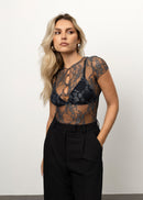 T-Shirt Scarlett Lace Sheer - Steel Blue