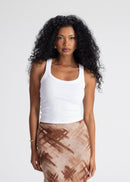 Top Jimmy Scoop-Neck Ribbed Tank - White