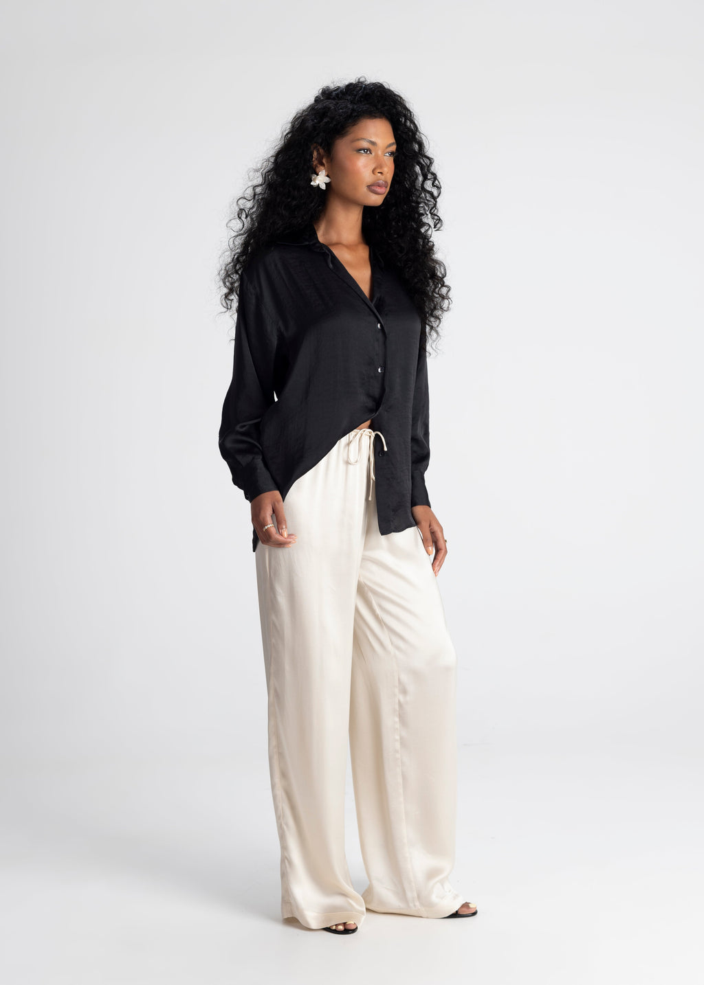 Pantaloni Giulia Loose Satin - Champagne