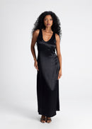 Robe Elena Long Satin - Black