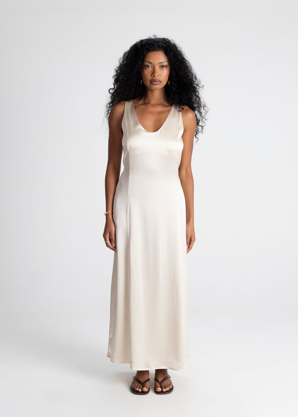 Robe Elena Long Satin - Champagne
