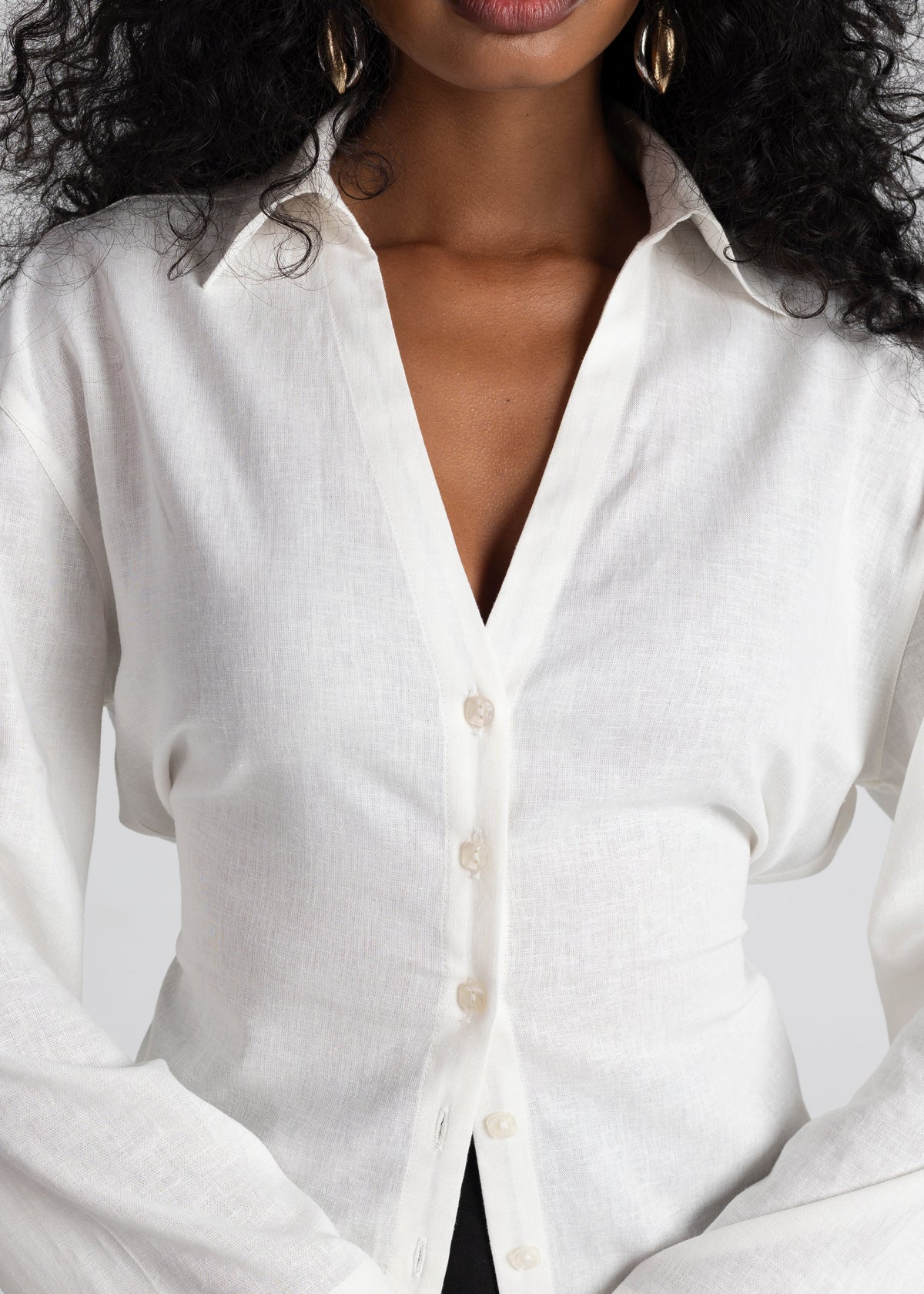Camisa Bianca de Lino Ajustable - Blanco