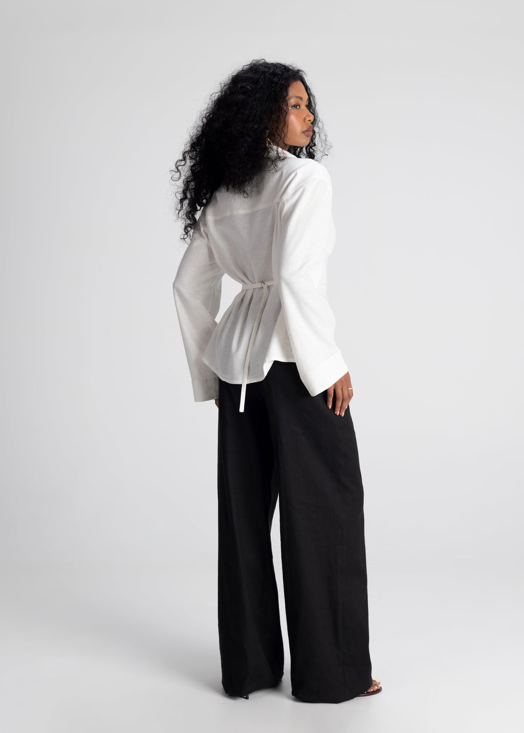 Camisa Bianca de Lino Ajustable - Blanco