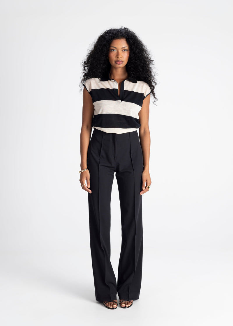 Top Sleeveless Wool Polo - Stripes
