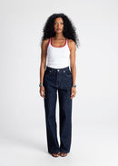 Top Jimmy Contrast Tank - White And Red