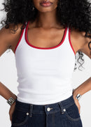 Top Jimmy Contrast Tank - White And Red