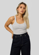 Top Jimmy Scoop-Neck Ribbed Tank - Grey