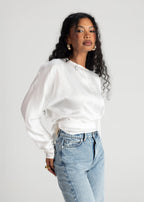 Halo Satin Blouse - White