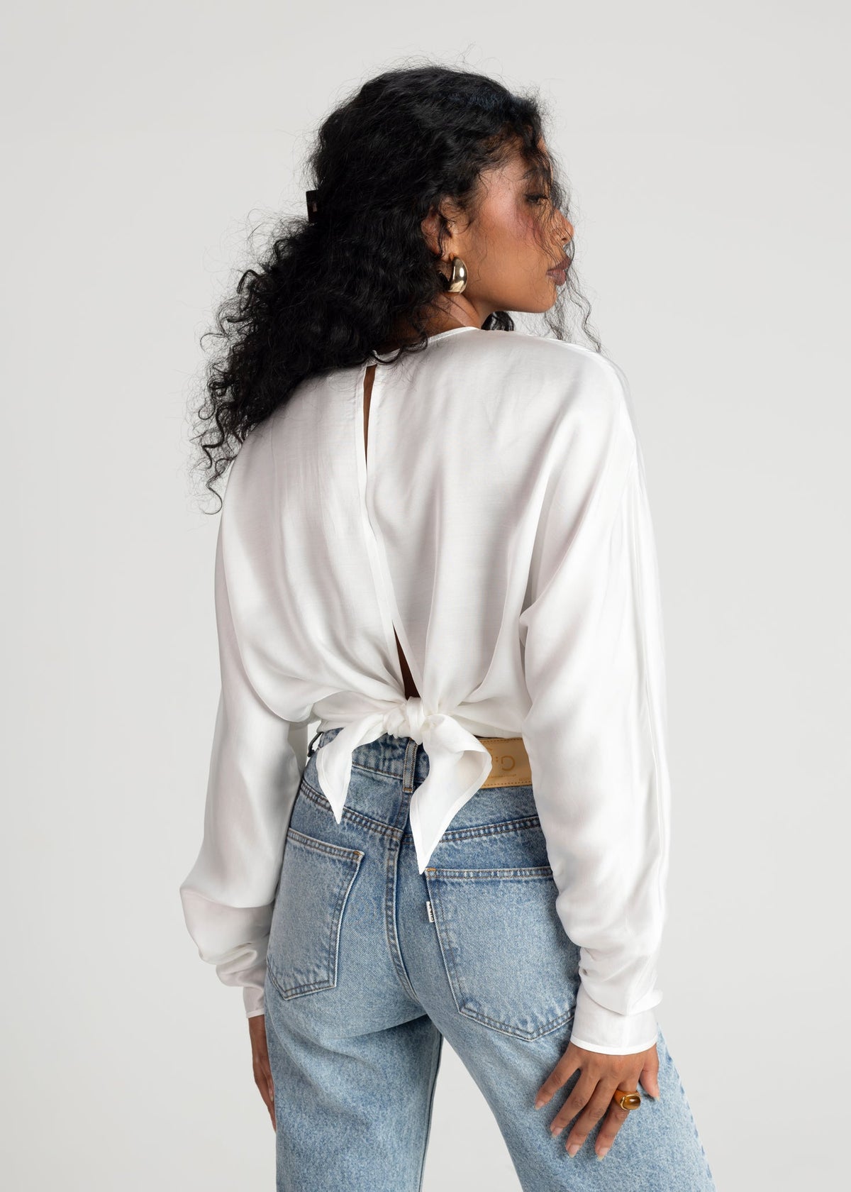 Halo Satin Blouse - White