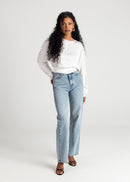 Blouse Halo Long Sleeve Satin - White