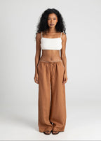 Mai Loose Linen Trousers - Terracotta