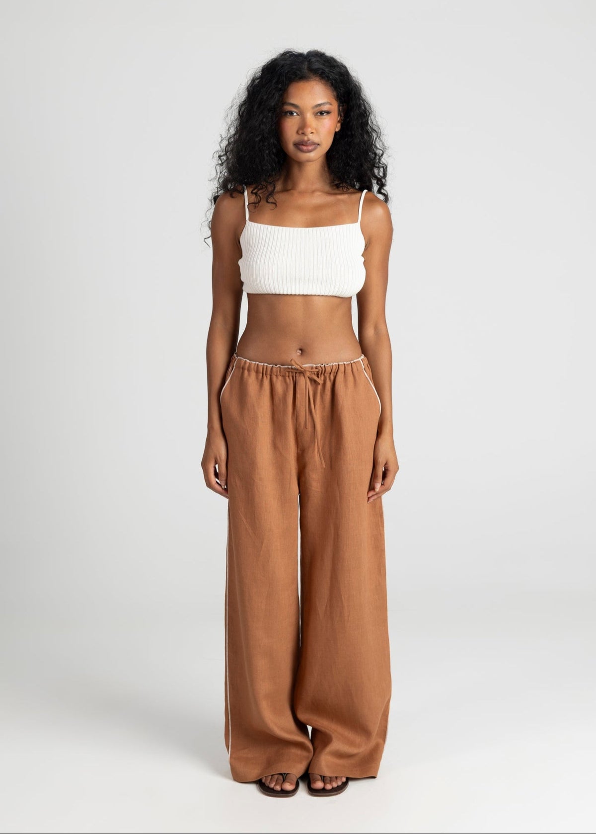 Mai Loose Linen Trousers - Terracotta