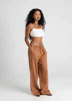 Mai Loose Linen Trousers - Terracotta