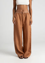 Mai Loose Linen Trousers - Terracotta
