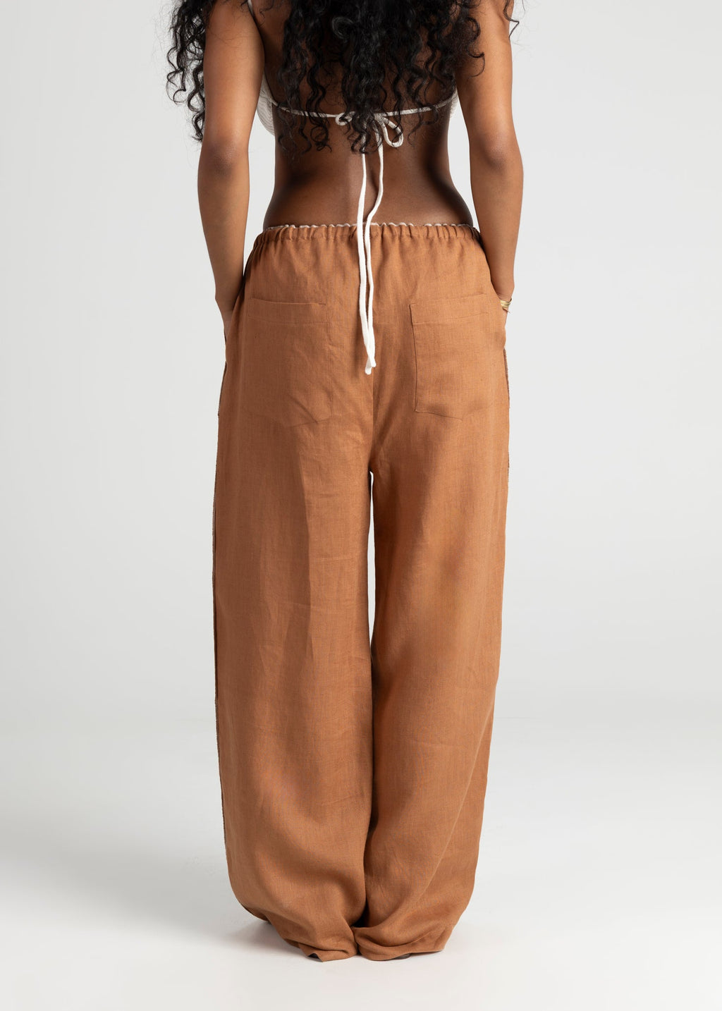 Mai Loose Linen Trousers - Terracotta