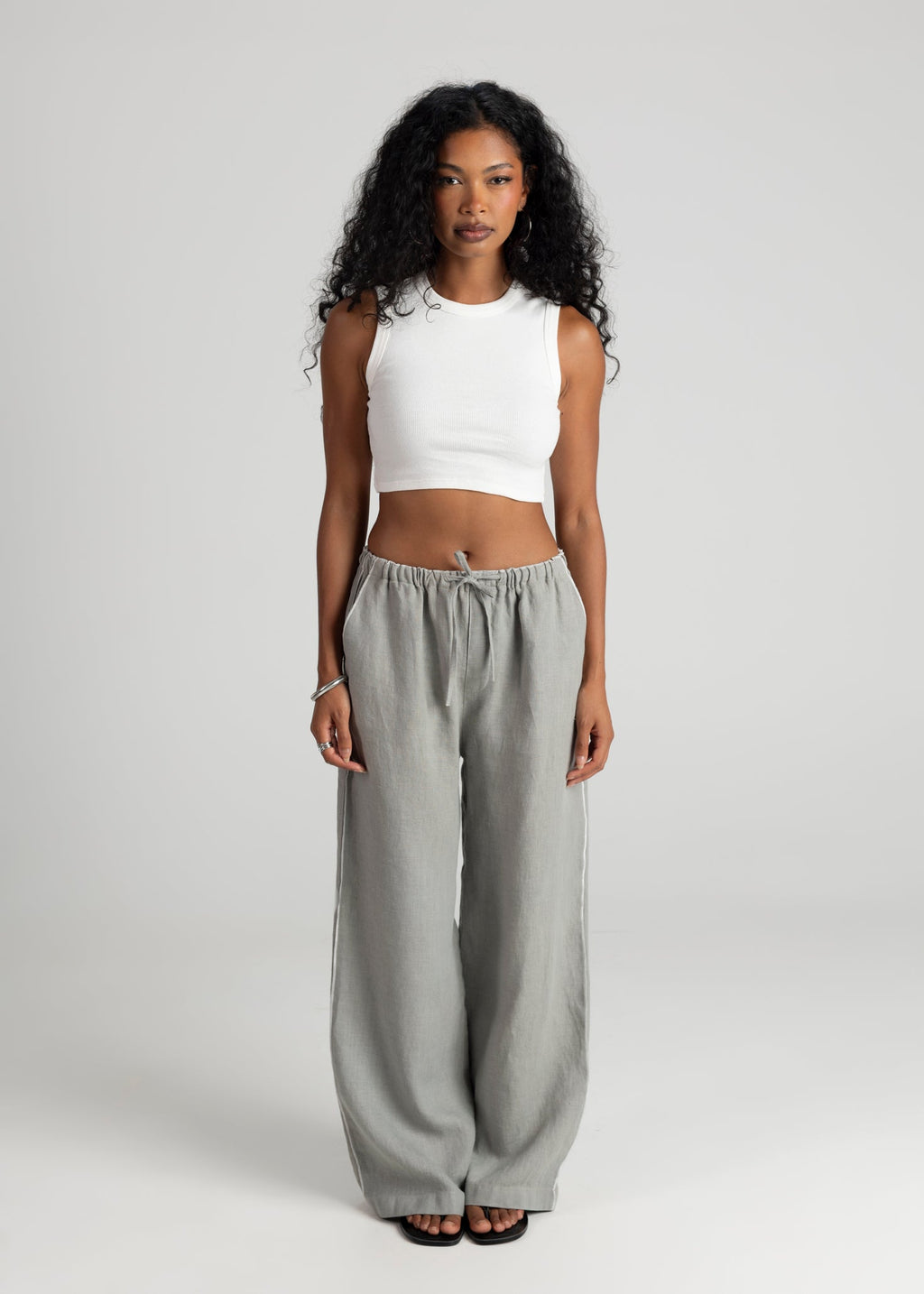 Kurt High-Neck Cropped Tank Top - White