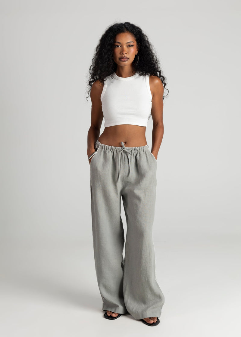 Pantalon Mai Loose Linen - Grey