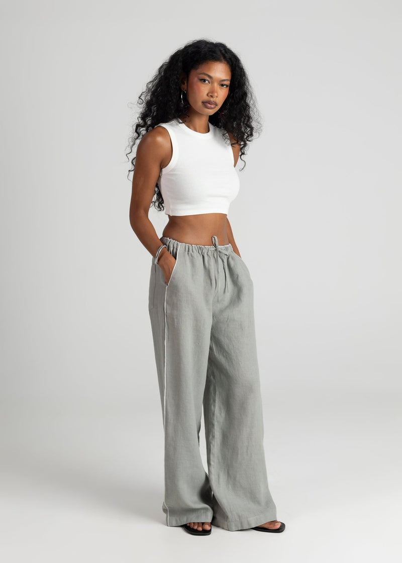 Pantalon Mai Loose Linen - Grey