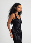 Top Giulia Satin Corset - Black