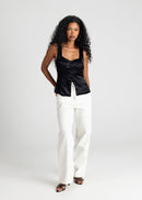 Top Giulia Satin Corset - Black