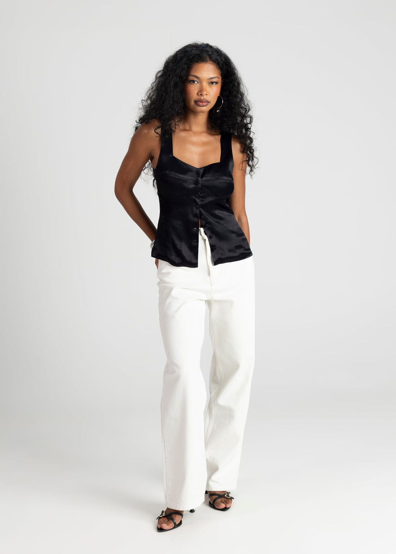 Top Giulia Satin Corset - Black