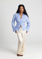 Chemise Bianca Adjustable Linen - Blue