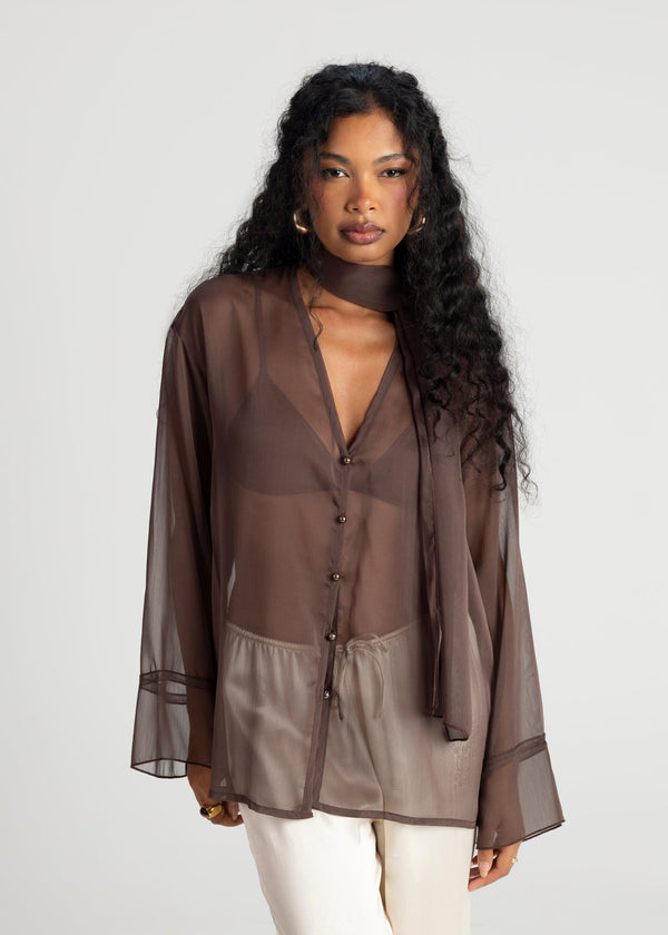 Blouse Haze Sheer - Brown