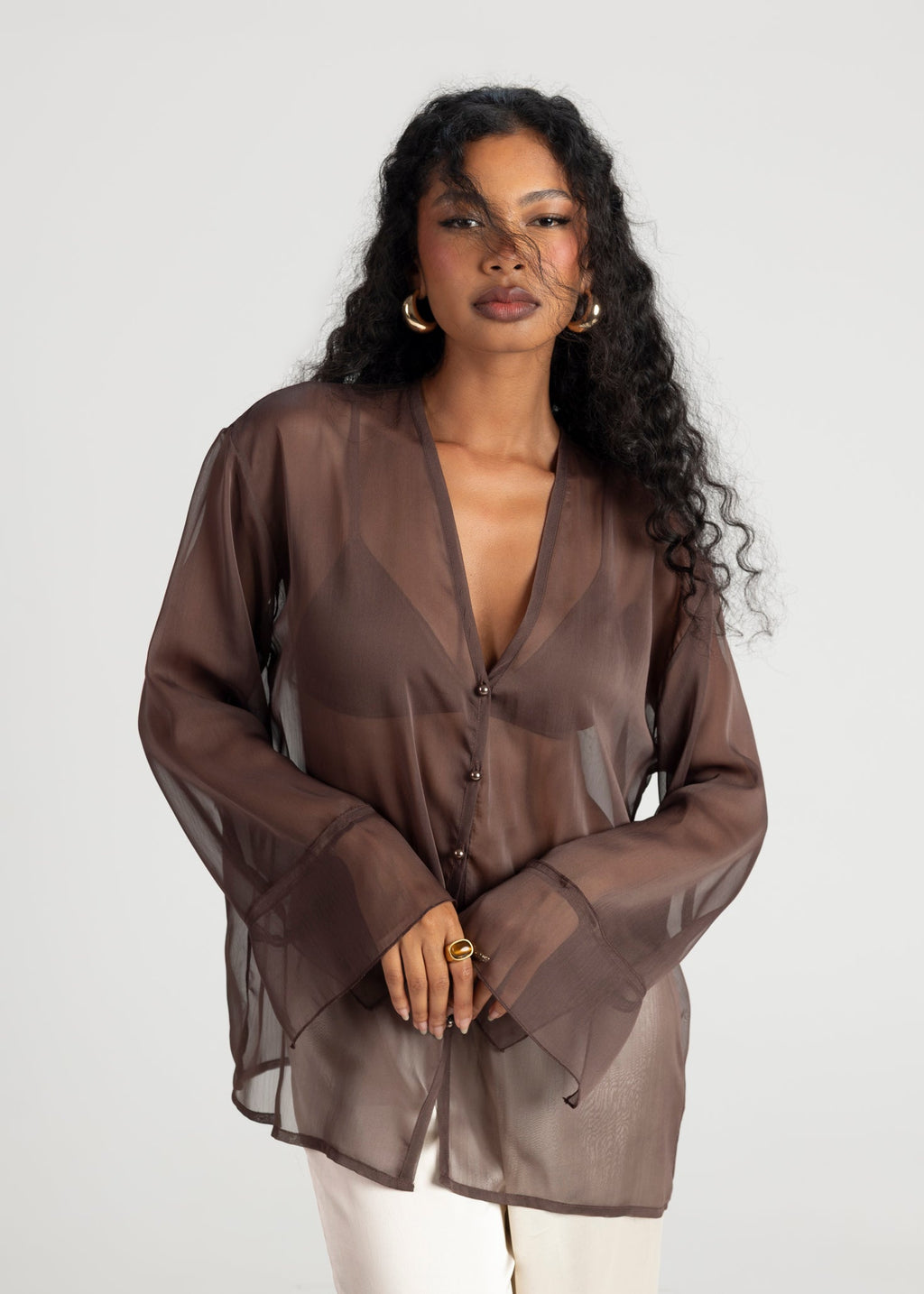 Blouse Haze Sheer - Brown
