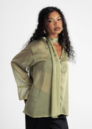 Chemise Haze Sheer Button-Up - Green