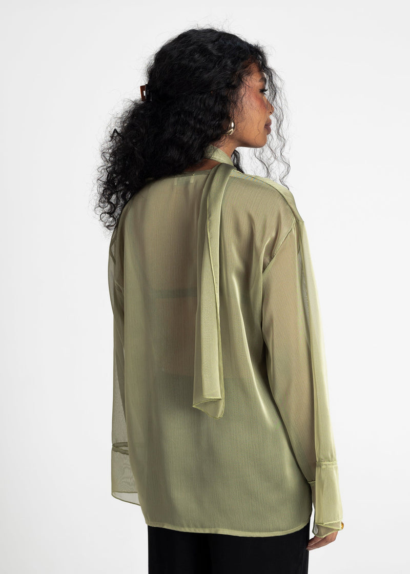 Chemise Haze Sheer Button-Up - Green