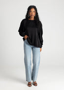 Blouse Halo Long Sleeve Satin - Black