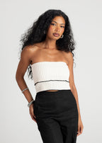 Giselle Knitted Bandeau Top - White