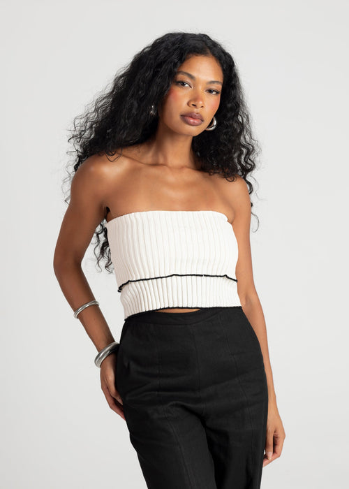 Top Giselle Bandeau Knitted - White