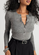 Pull Reese Henley Long Sleeve Débardeur - Grey