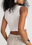 Top Kurt High-Neck Cropped Tank - White