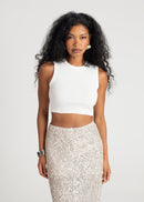 Top Kurt High-Neck Cropped Tank - White