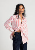 The Boyfriend Oversized Shirt - Red & White Stripes