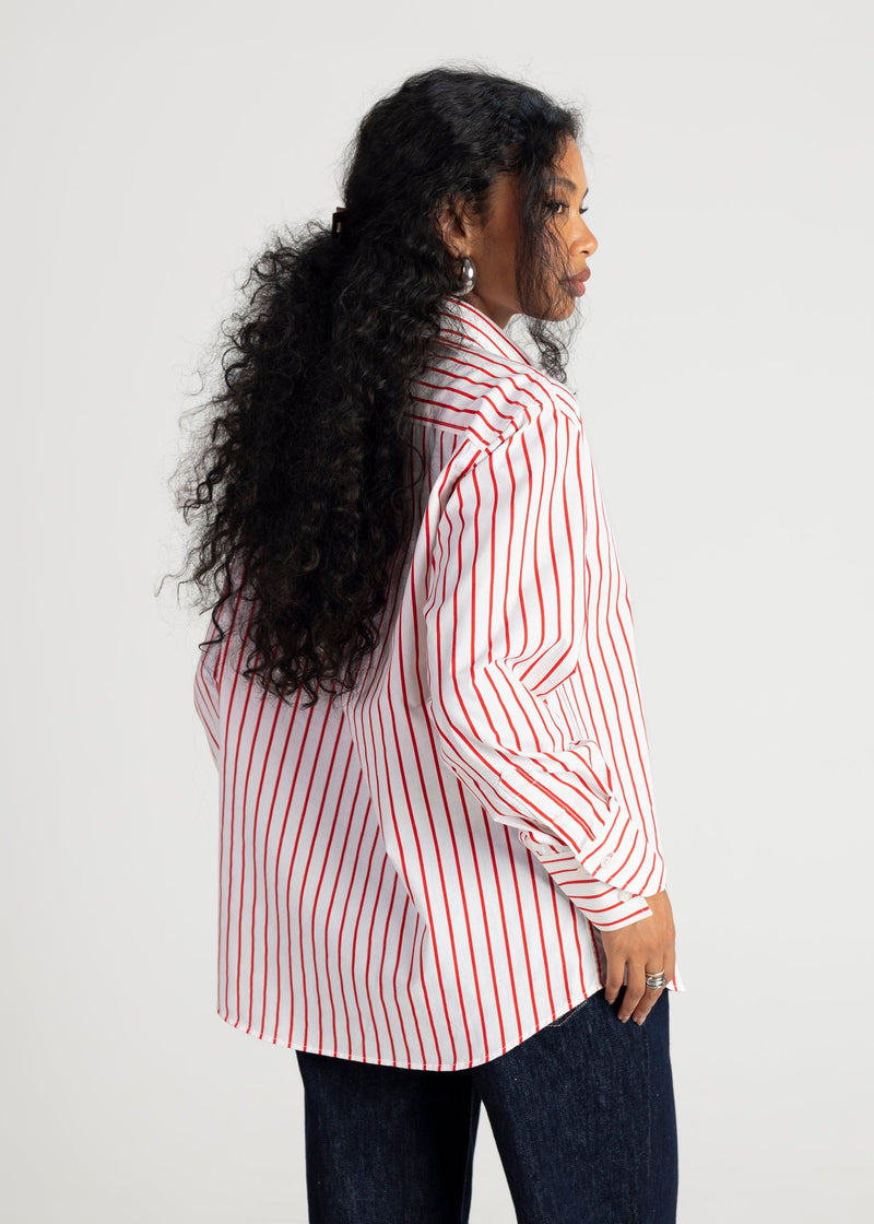 Chemise The Boyfriend Oversized - Red & White Stripes