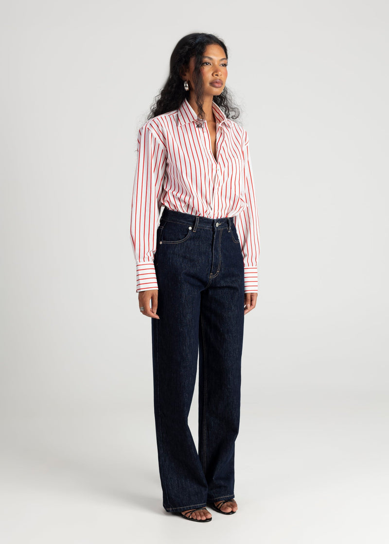 Chemise The Boyfriend Oversized - Red & White Stripes