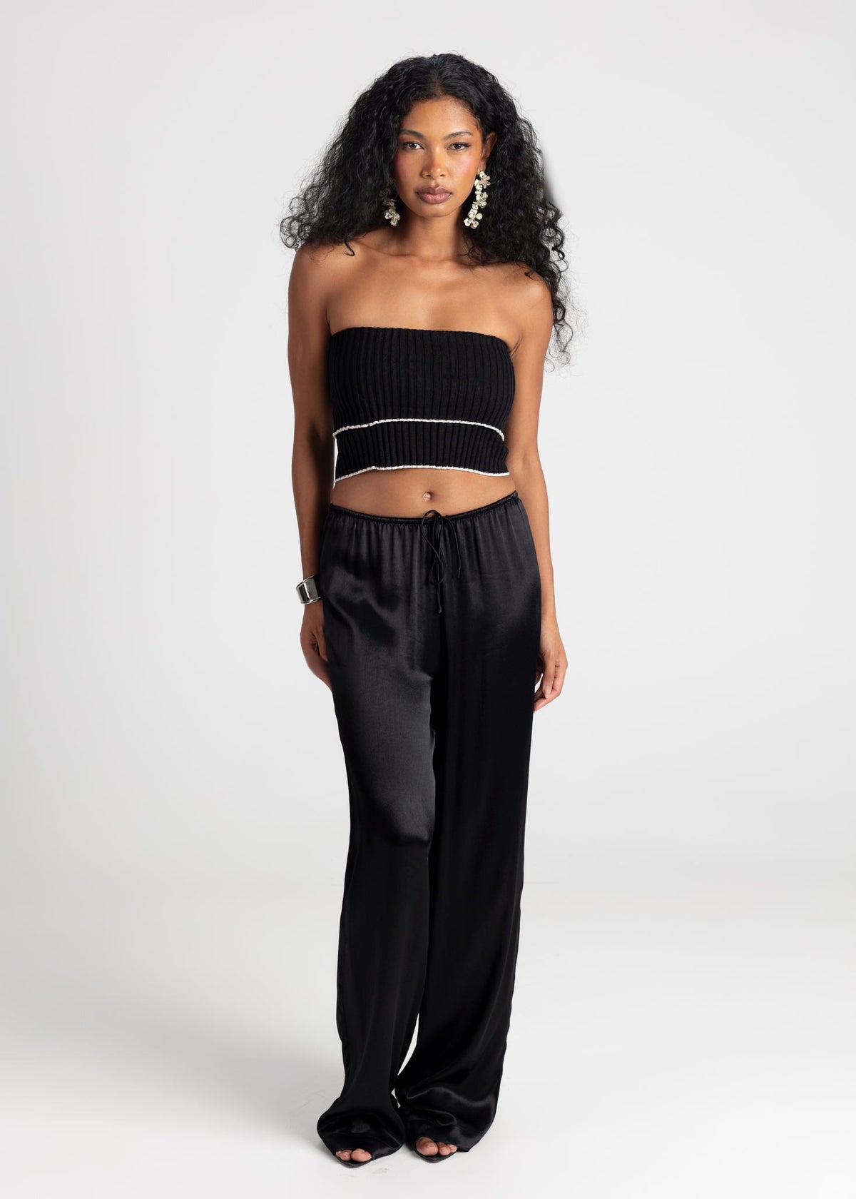 Giselle Knitted Bandeau Top - Black